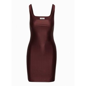Babaton Aritzia Satinette Women Plum Burgundy Square Neck Mini Dress 2XS 105096